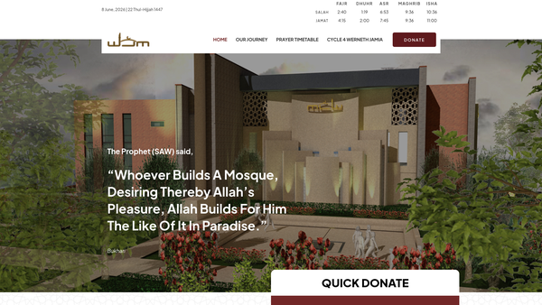 Screenshot of the Werneth Jamia Masjid website