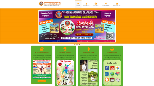 Screenshot of the Telugu Association Of London website