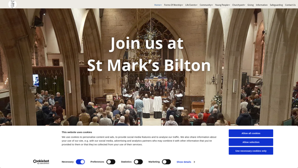 Screenshot of the The Parochial Church Council Of The Ecclesiastical Parish Of St Mark, Bilton website