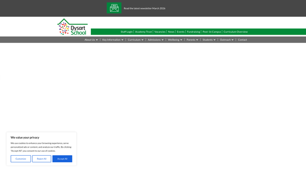 Screenshot of the Friends Of Dysart School website
