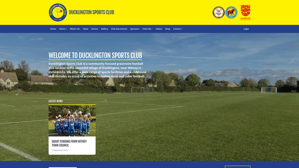 Screenshot of the Ducklington Sports Club website