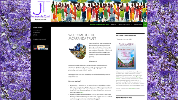 Screenshot of the Jacaranda Trust website