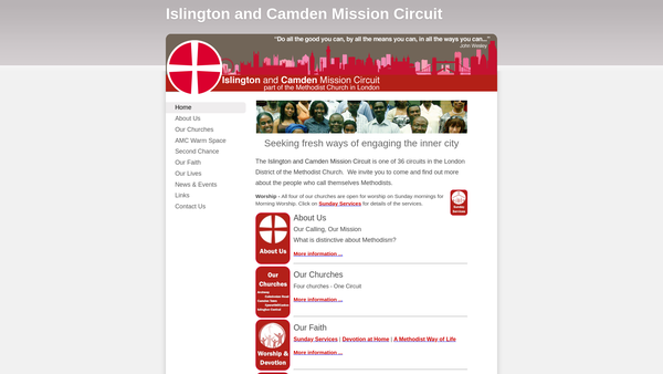 Screenshot of the Archway Methodist Church website