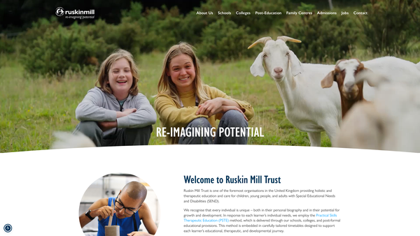 Screenshot of the Ruskin Mill Trust Limited website