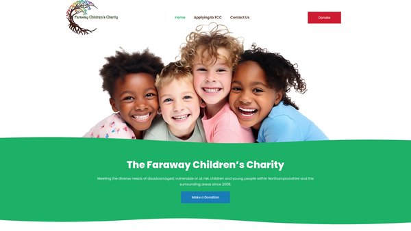 Screenshot of the The Faraway Childrens Charity website
