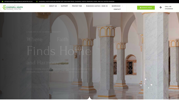 Screenshot of the Chadwell Heath Muslim Centre website
