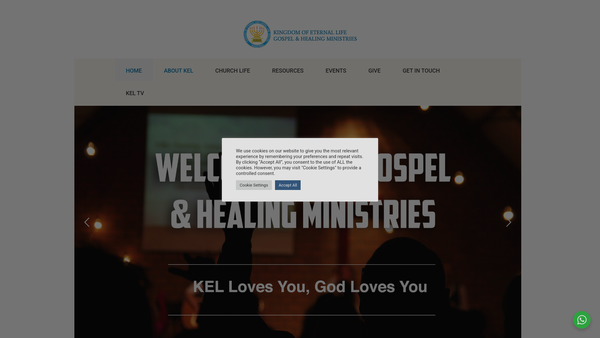 Screenshot of the Kingdom Of Eternal Life Gospel And Healing Ministries International website