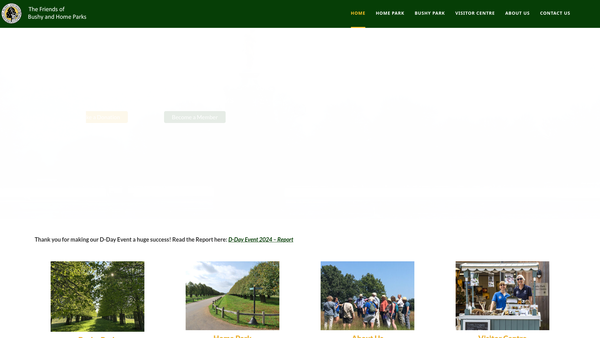 Screenshot of the The Friends Of Bushy And Home Parks website