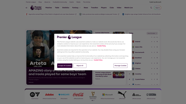 Screenshot of the The Premier League Charitable Fund website
