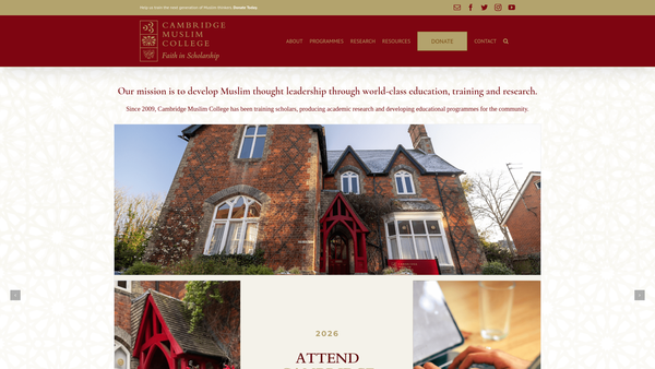Screenshot of the Cambridge Muslim College website