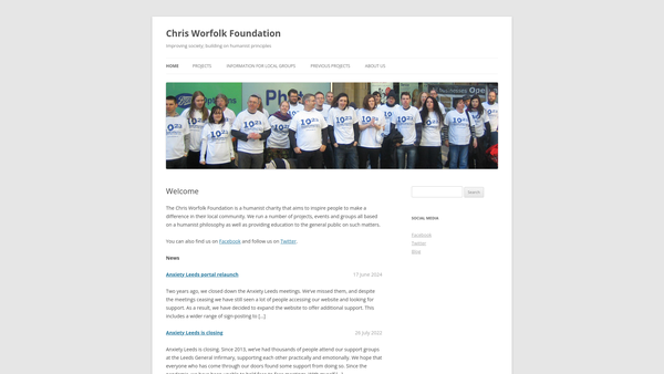 Screenshot of the Chris Worfolk Foundation website