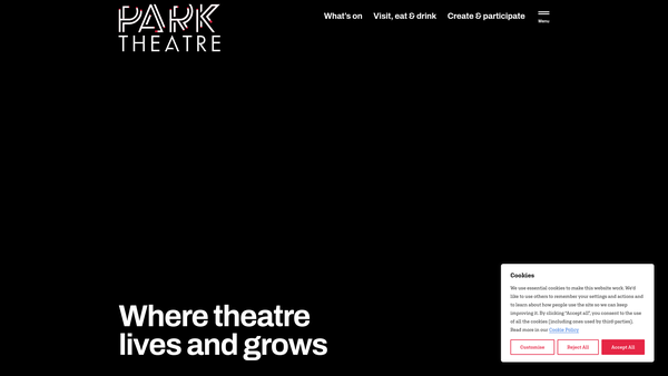Screenshot of the The Park Theatre website