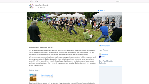 Screenshot of the Baxenden St John and Accrington St Paul Parochial Church Council website