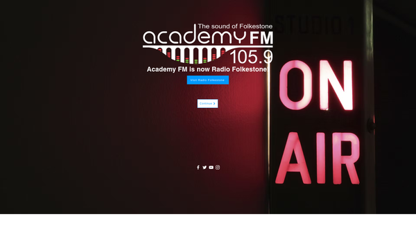 Screenshot of the Academy FM Folkestone website