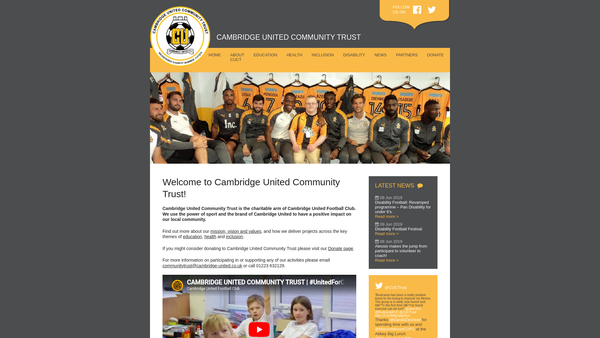Screenshot of the Cambridge United Foundation Limited website