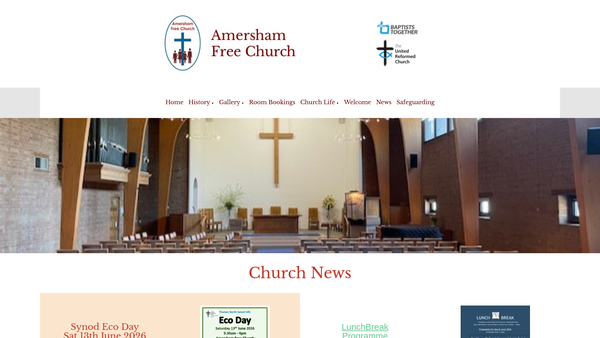 Screenshot of the Amersham Free Church website