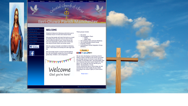Screenshot of the Celestial Church Of Christ Ileri-Oluwa Parish Manchester website