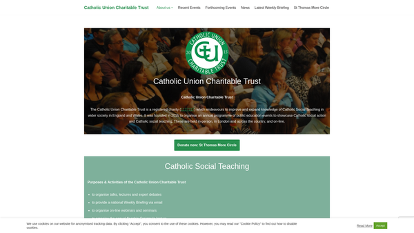 Screenshot of the Catholic Union Charitable Trust Limited website