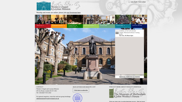 Screenshot of the Wesley's Chapel And Leysian Mission website