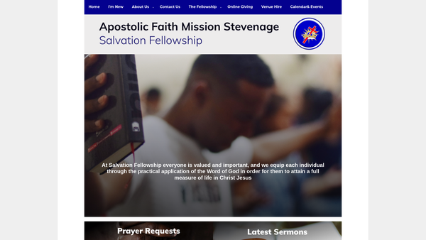 Screenshot of the Apostolic Faith Mission - Stevenage website