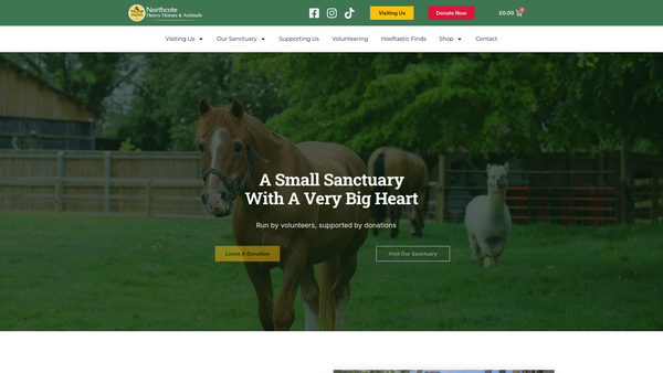 Screenshot of the Northcote Heavy Horse Centre website