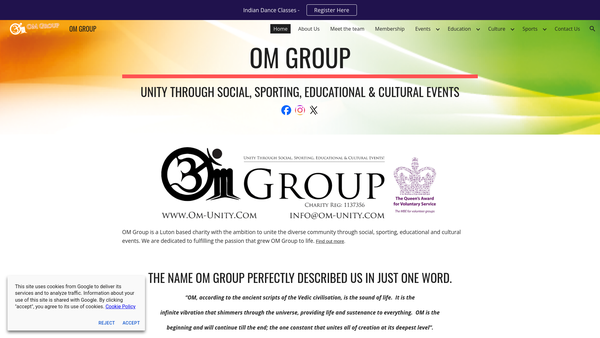 Screenshot of the Om Group website