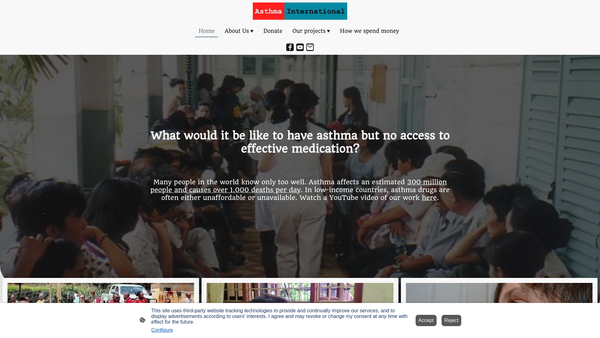 Screenshot of the Asthma International website