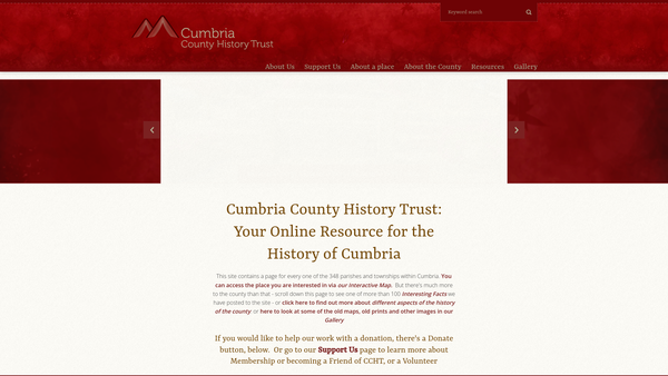 Screenshot of the Cumbria County History Trust website