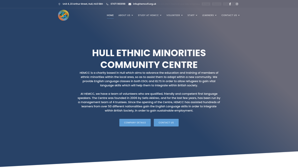 Screenshot of the Hull Ethnic Minorities Community Centre Foundation Limited website