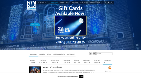 Screenshot of the Stag Community Arts Centre website