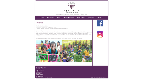 Screenshot of the The Precious Foundation website