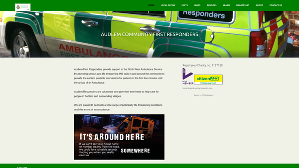 Screenshot of the Audlem Community First Responders website