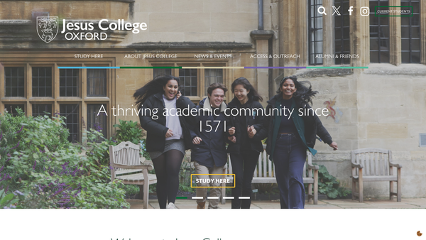 Screenshot of the Jesus College Within The University And City Of Oxford Of Queen Elizabeth's Foundation website