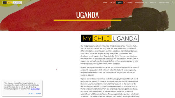 Screenshot of the My Child website