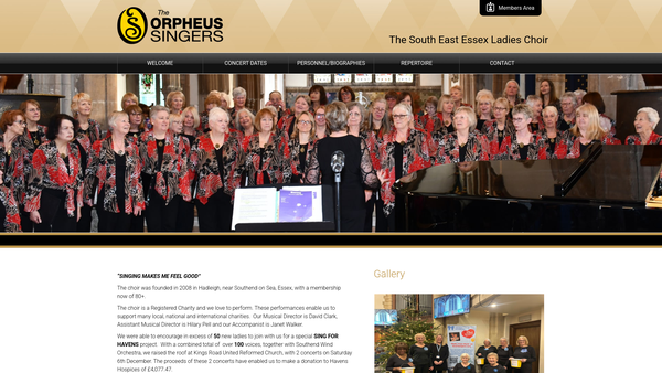 Screenshot of the The Orpheus Singers website