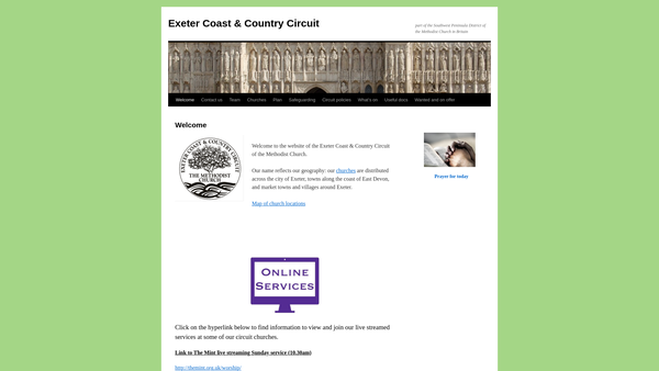 Screenshot of the Exeter Coast And Country Methodist Circuit website