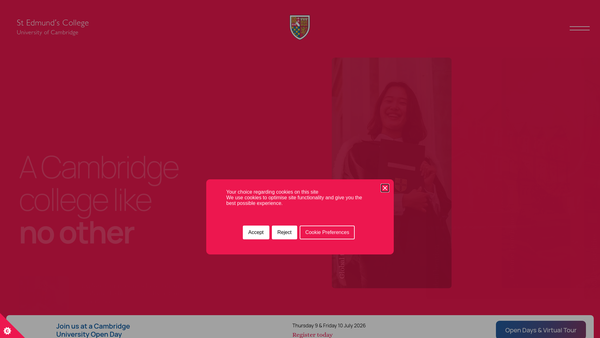 Screenshot of the St Edmund's College In The University Of Cambridge website