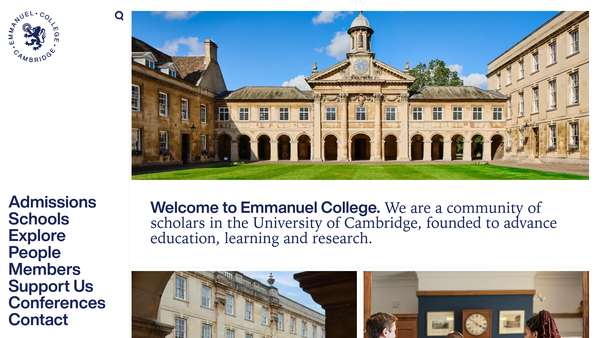 Screenshot of the The Master Fellows And Scholars Of Emmanuel College In The University Of Cambridge website