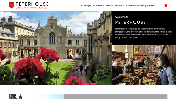 Screenshot of the The Master (Or Keeper) And Fellows Of Peterhouse In The University Of Cambridge website
