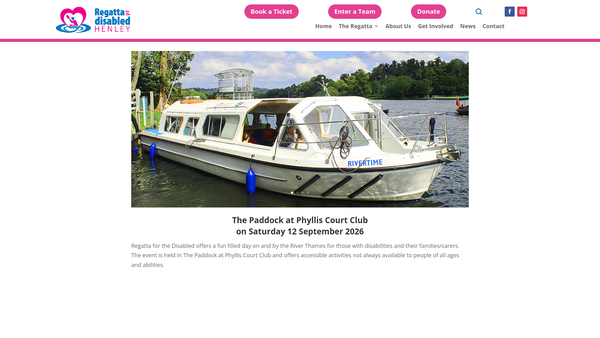 Screenshot of the Regatta For The Disabled Ltd website
