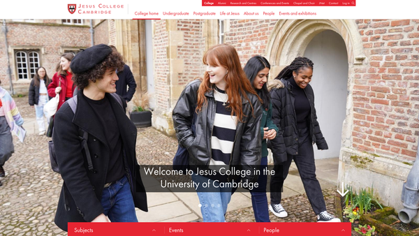 Screenshot of the Jesus College In The University Of Cambridge website