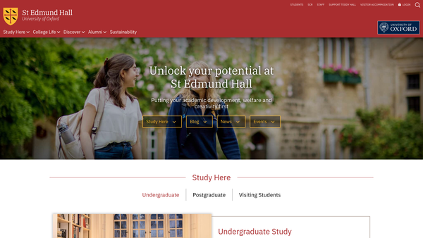 Screenshot of the St Edmund Hall In The University Of Oxford website