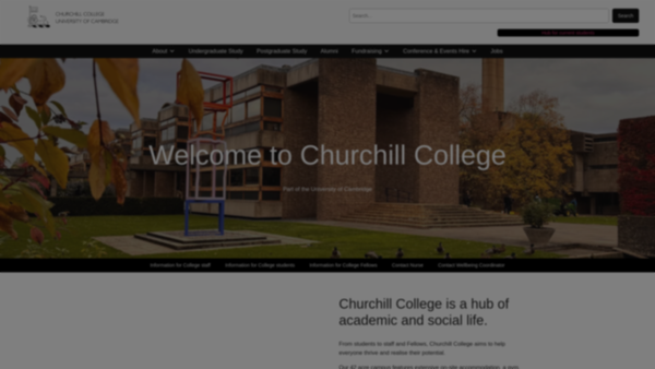 Screenshot of the Churchill College In The University Of Cambridge website