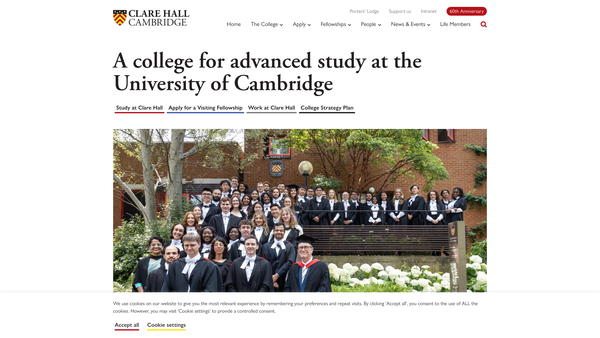 Screenshot of the Clare Hall In The University Of Cambridge website