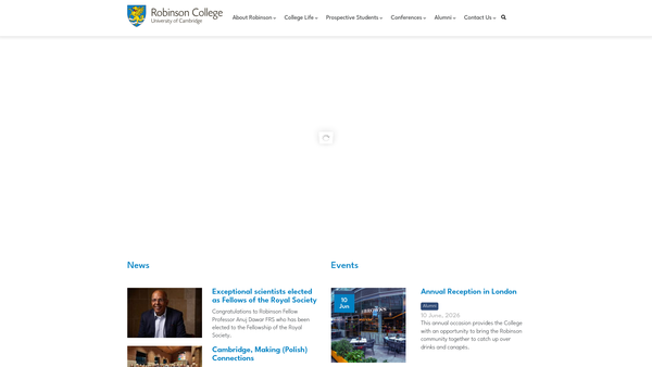 Screenshot of the Robinson College In The University Of Cambridge website