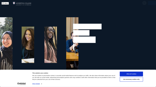 Screenshot of the Homerton College Cambridge website