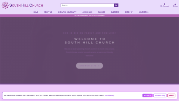 Screenshot of the South Hill Church (Hemel Hempstead) website