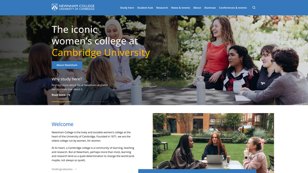 Screenshot of the The Principal And Fellows Of Newnham College website