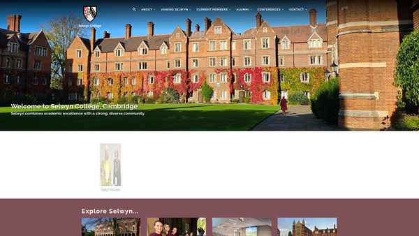 Screenshot of the Selwyn College Cambridge website