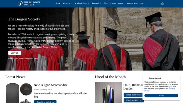 Screenshot of the The Burgon Society website